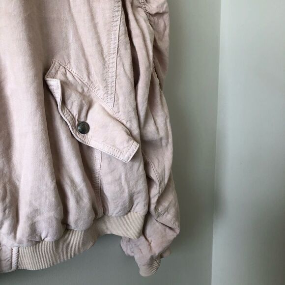 Free PEOPLE - Ruched Linen Bomber Jacket - Picture 3 of 8